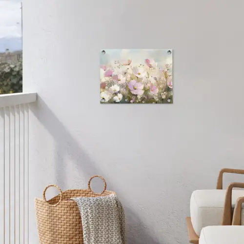 Bloemenveld - Lichte tinten - Geschilderd tuinposter los doek klein -sfeer8