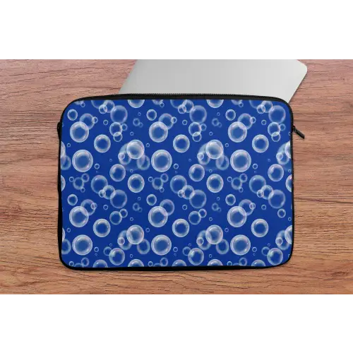 Bubbels - Patroon - Blauw laptophoes neopreen klein -tafel