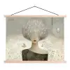 Pluis - Vrouw - Beige textielposter latten blank klein -3d
