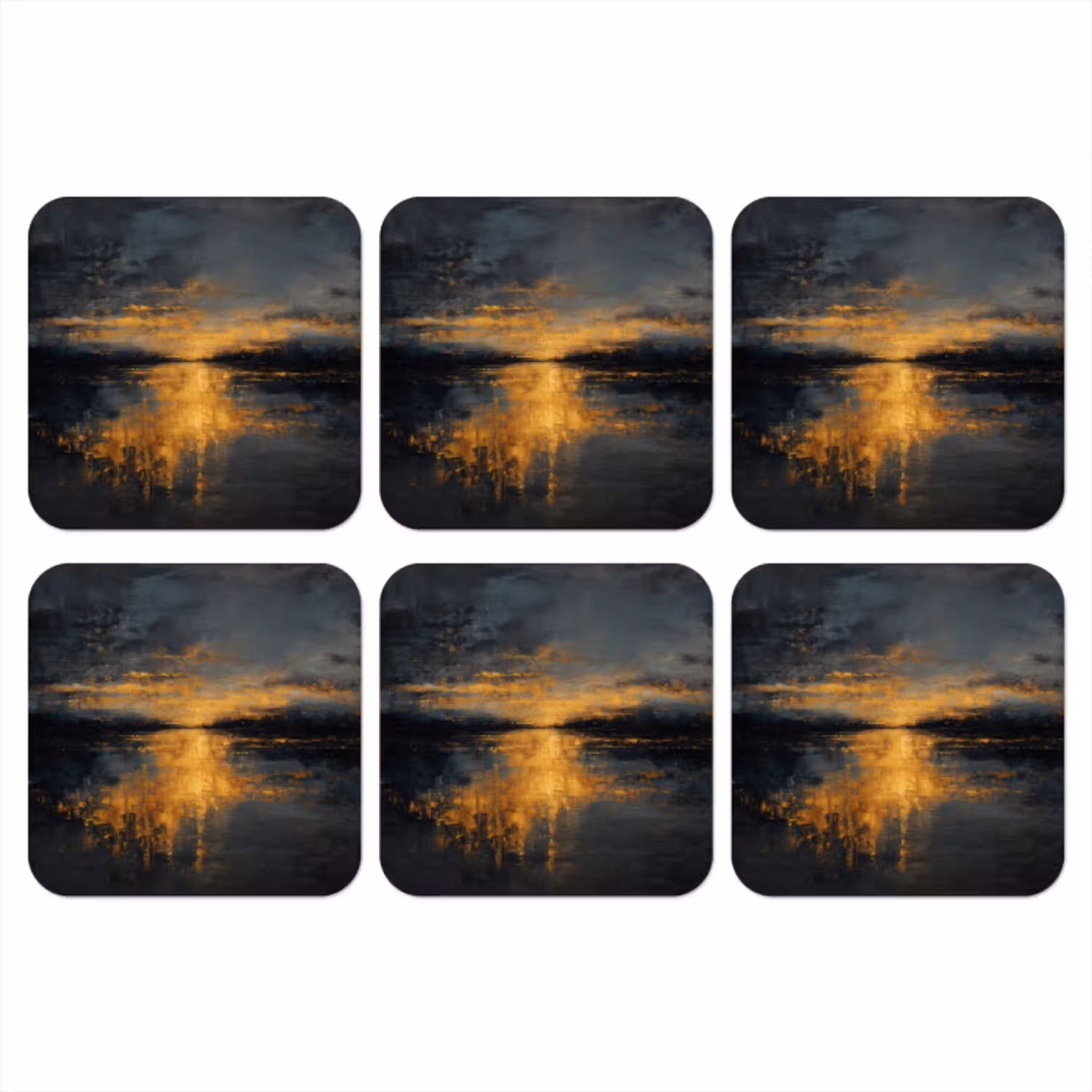 Gouden Reflectie op Water onderzetter kurk middel -3d
