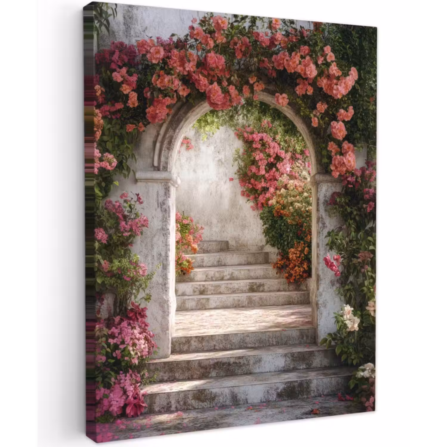 Canvas schilderij - Doorkijk - Rozen - Vintage - Poort
