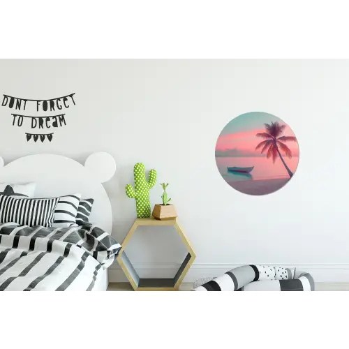 Zee - Boot - Zonsondergang Wandcirkel aluminium klein -kinderkamer