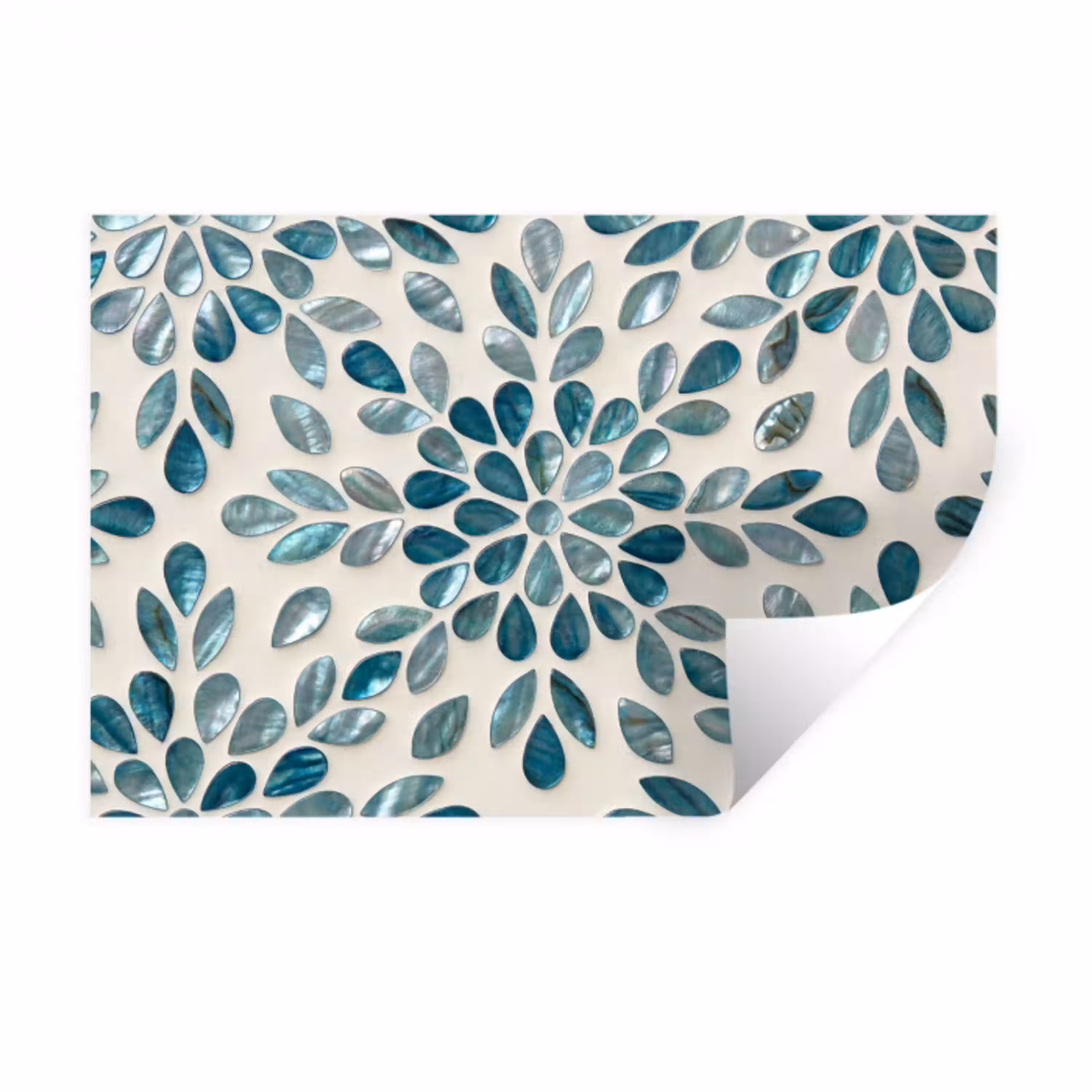 Patroon - Bladeren - Abstract - Modern - Turquoise Muursticker klein -3d