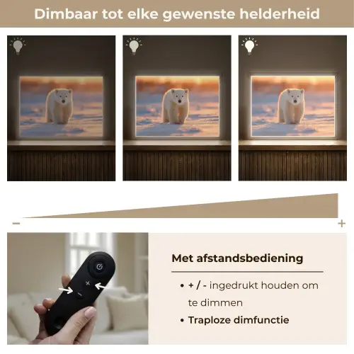 Ijsbeer - Sneeuw - Zonsopgang Light Box met batterij (Wandlamp kind) middel -USP_dimbaarNL