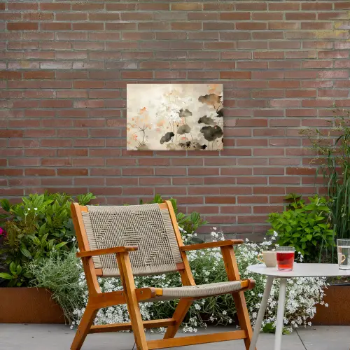 Bloemen - Japandi - Wabi sabi Tuinposter op houten frame 2 cm dik klein -sfeer3