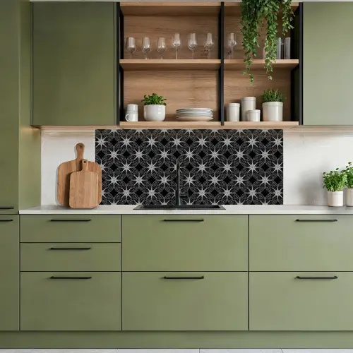 Kompas - Patronen - Zwart Wit keuken achterwand 2 middel 871 -sfeer3