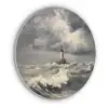 Vuurtoren - Golven - Storm Akoestische PET Vilt - Rond klein -3d