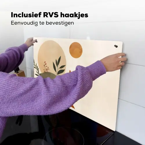Vormen - Rond - Bladeren - Beige Inductie beschemer met haakjes klein -ky-ophangen-nl