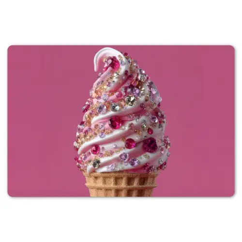 Softijs - Edelstenen - Roze - Hoorntje Placemat vinyl groot -zzsfeer1_Kitchenyeah-website