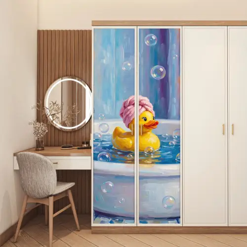 Creatief - Badeend - Kleurrijk deurposter klein -sfeer3