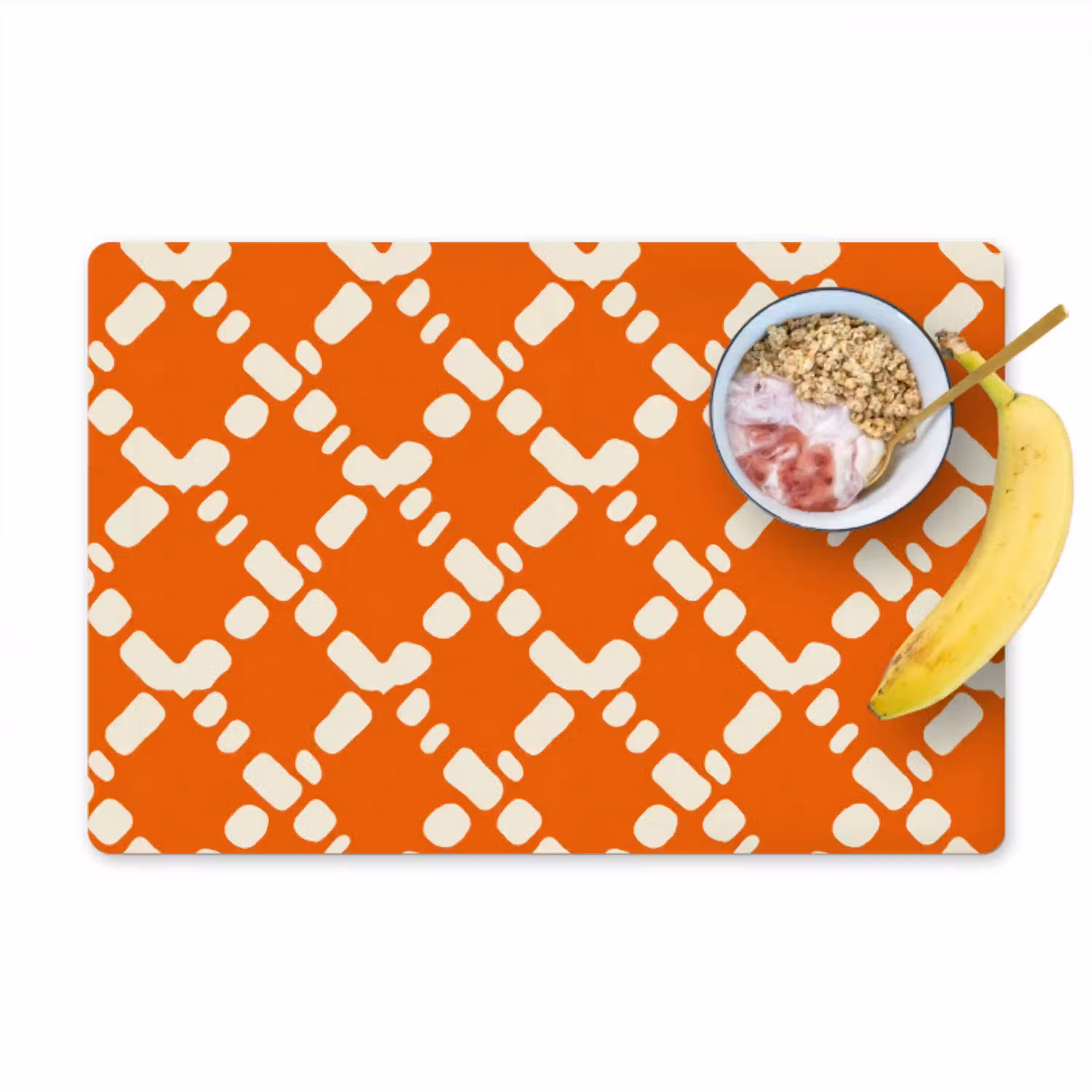 Oranje - Ruitpatroon - Wit Placemat vinyl groot 368 -zzzproduct_Kitchenyeah-website