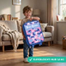 Camouflage - Roze - Blauw Kinderkoffer - Blauw klein -sfeer2_DE