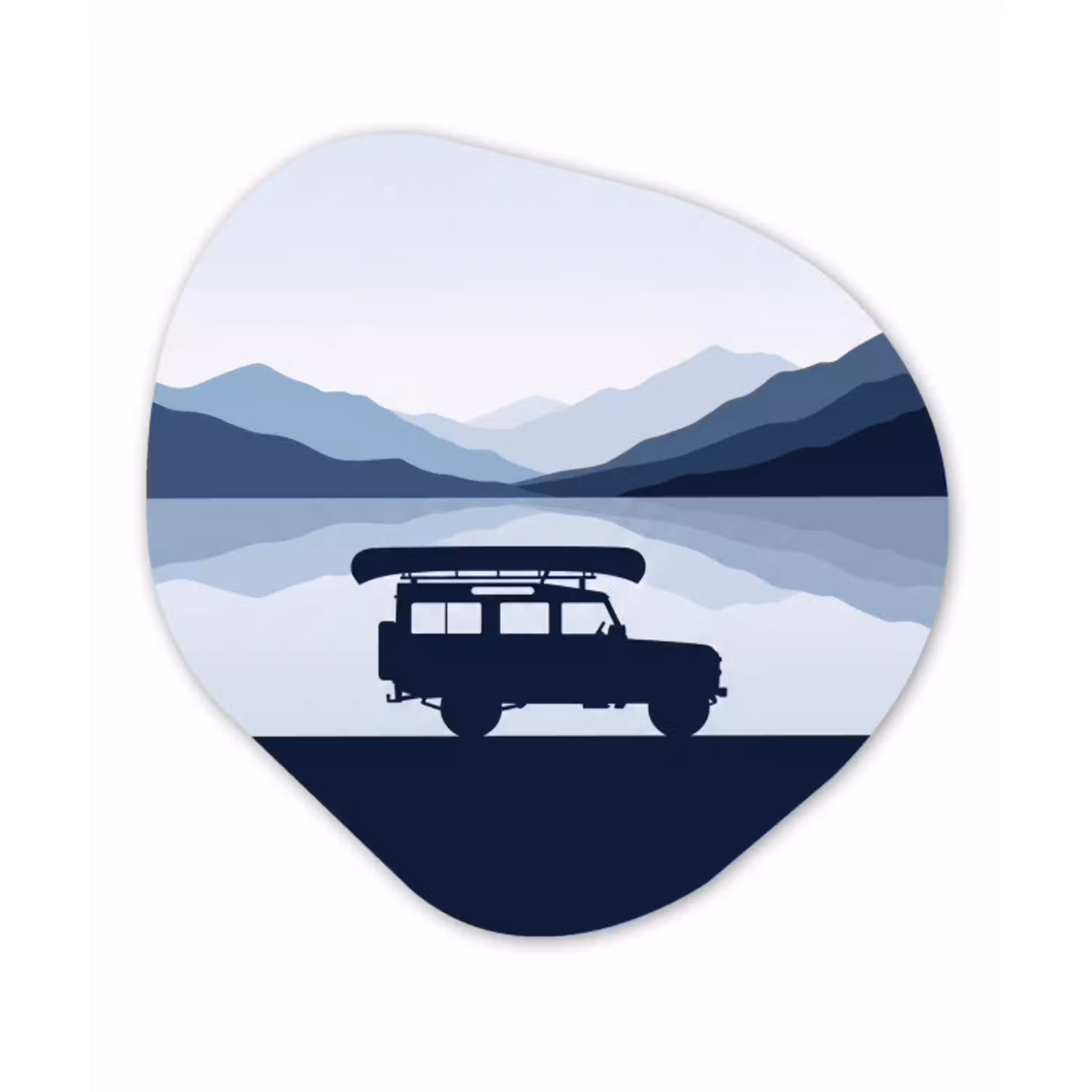 Auto - Meer - Bergen - Blauw Wandcirkel Organisch Forex 3mm klein -3d