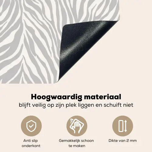 Zebra - Motief - Grijs Inductie beschemer met haakjes klein 777 -ky-onderkant-nl