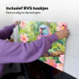 Papagaai - Hibiscusbloemen - Kleurrijk Inductie beschemer met haakjes klein -ky-ophangen-nl