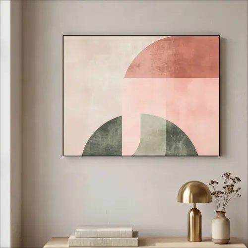 Cirkel - Abstract - Roze Textielframe zwart klein -sfeer2