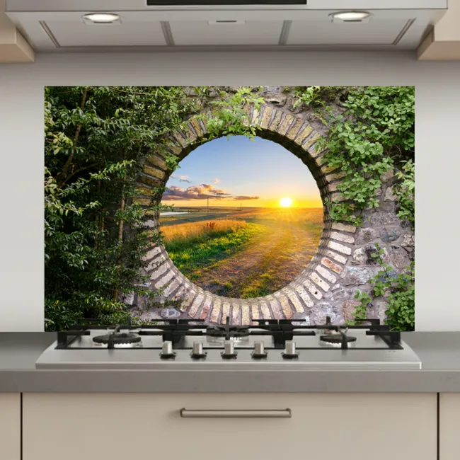 Platteland - Doorkijk - Zon keuken achterwand spatscherm klein -3d_website