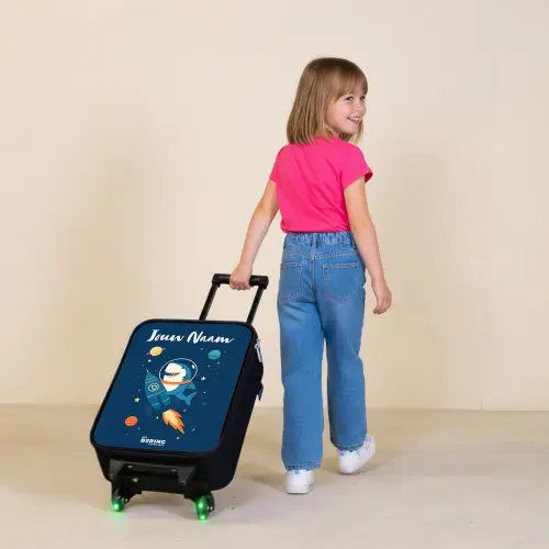 Dier - Ruimte - Planeet - Raket Kinderkoffer - Zwart klein -sfeer1