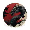 Zwarte draak - Rookwolken - Rood Wandcirkel aluminium klein -3d