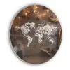 Wereldkaart - Poedersuiker - Hout Akoestische PET Vilt - Rond klein -3d