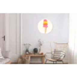 Schepijs - Hoorntje - Illustratie - Minimalistisch Wandcirkel aluminium klein -woonkamer