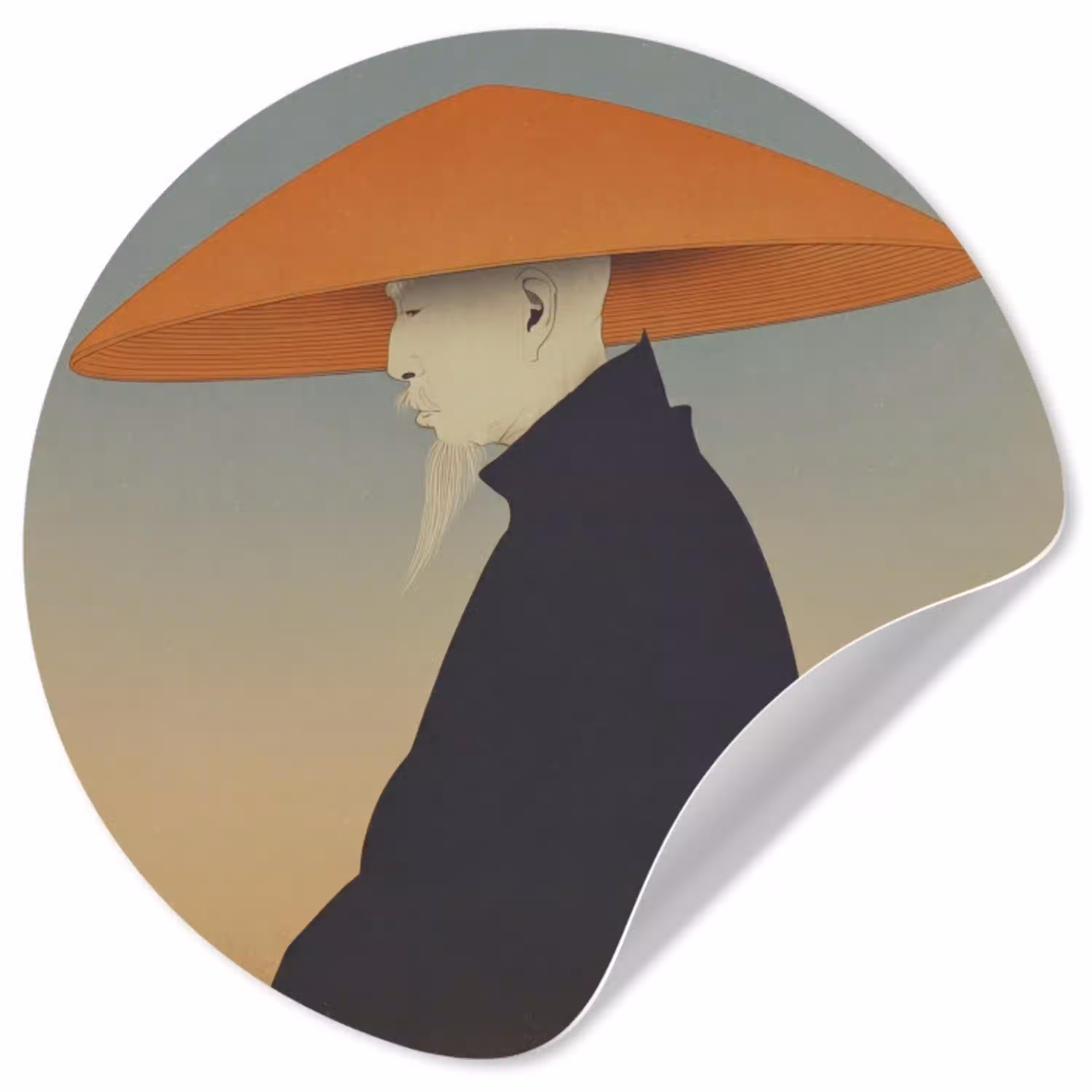 Minimalistisch - Silhouet - Oranje Wandcirkel behangsticker klein -3d