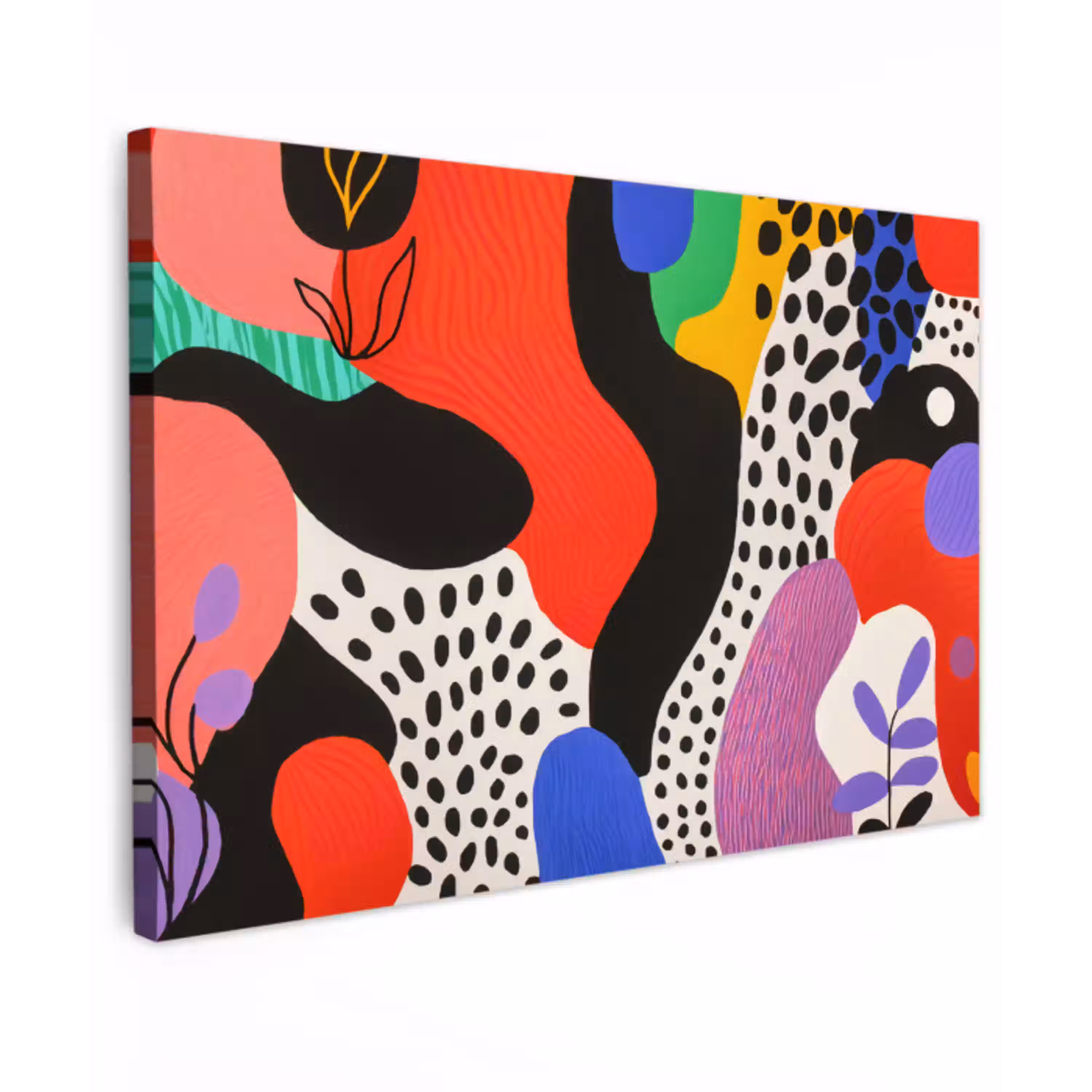 Abstract - Vormen - Kleuren - Stippen Tuinposter op houten frame 2 cm dik klein -3d