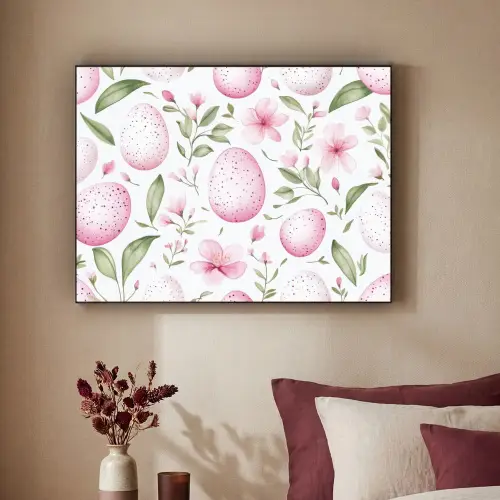 Patroon - Eieren - Roze - Pasen Textielframe zwart klein -sfeer1