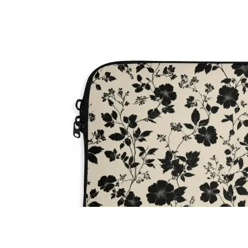 Bloemen - Dessin - Zwart laptophoes neopreen klein 279 -detail