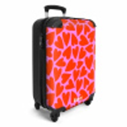 Dicht patroon van rode harten op roze achtergrond NBS - Handbagage koffer - Vrouwen middel -productfoto_3d