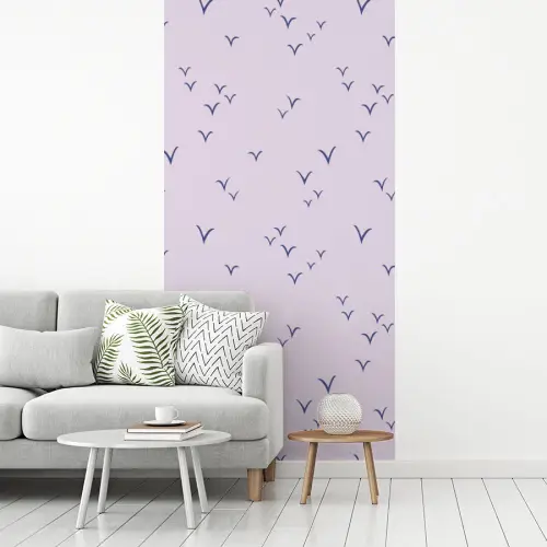 Lila - Vogels - Blauw fotobehang vinyl groot 64 -woonkamer
