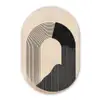 Grafisch gebogen motief - Beige Wandcirkel Ovaal Forex klein -3d