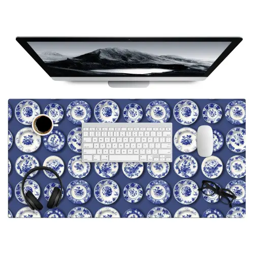 Borden - Floraal - Blauw Muismat XXL klein 681 -3d