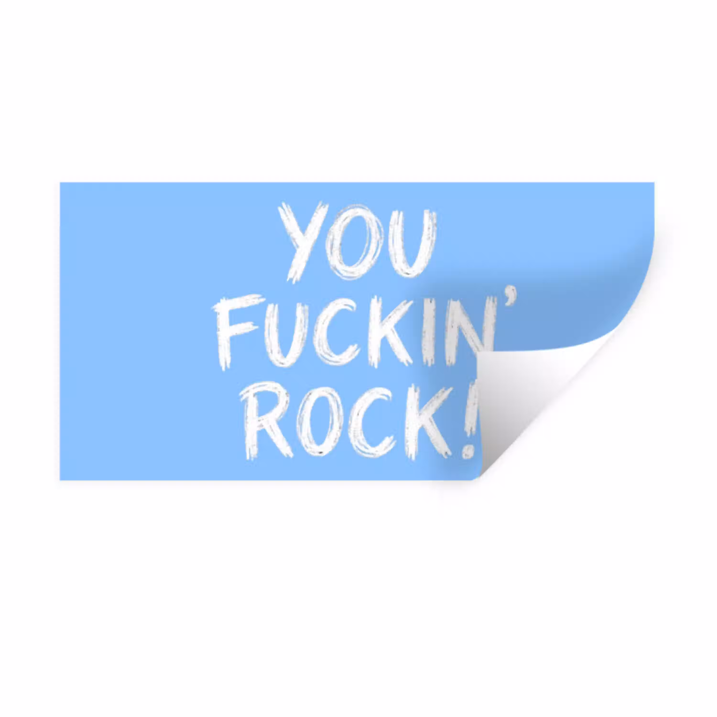 Blauw - Wit - You fuckin rock Muursticker klein -3d