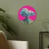 Man - Pak - Wolk - Roze Akoestische PET Vilt - Rond klein -sfeer2