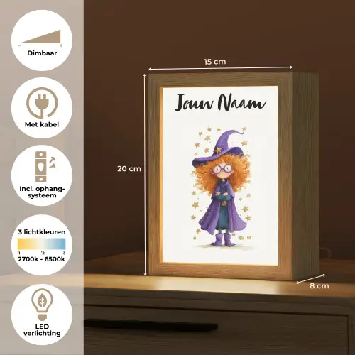 Toverheks - Sterren - Paars Light Box met kabel (Kinderlampje) klein -USP_NL