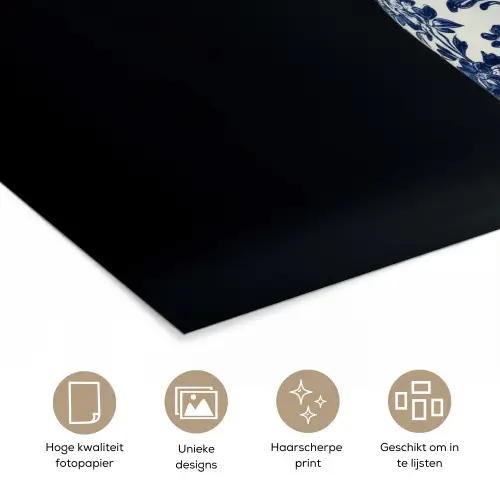 Champagne - Bloemen - Goud - Chique poster papier klein -closeup_NL