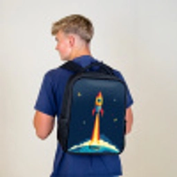 Planeet - Raket - Sterren - Donkerblauw Rugzak - Zwart middel -sfeer8