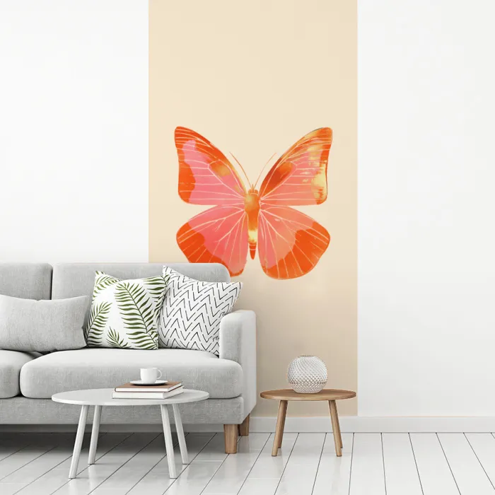 Vlinder - Minimalistisch - Roze fotobehang vinyl groot -woonkamer
