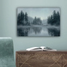 Bos - Meer - Mist - Natuur - Grijs canvas 2cm klein -sfeer4