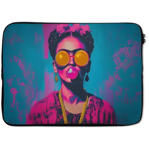 Vrouw - Kauwgom - Zonnebril - Oranje laptophoes neopreen klein -zkaufland3dotto