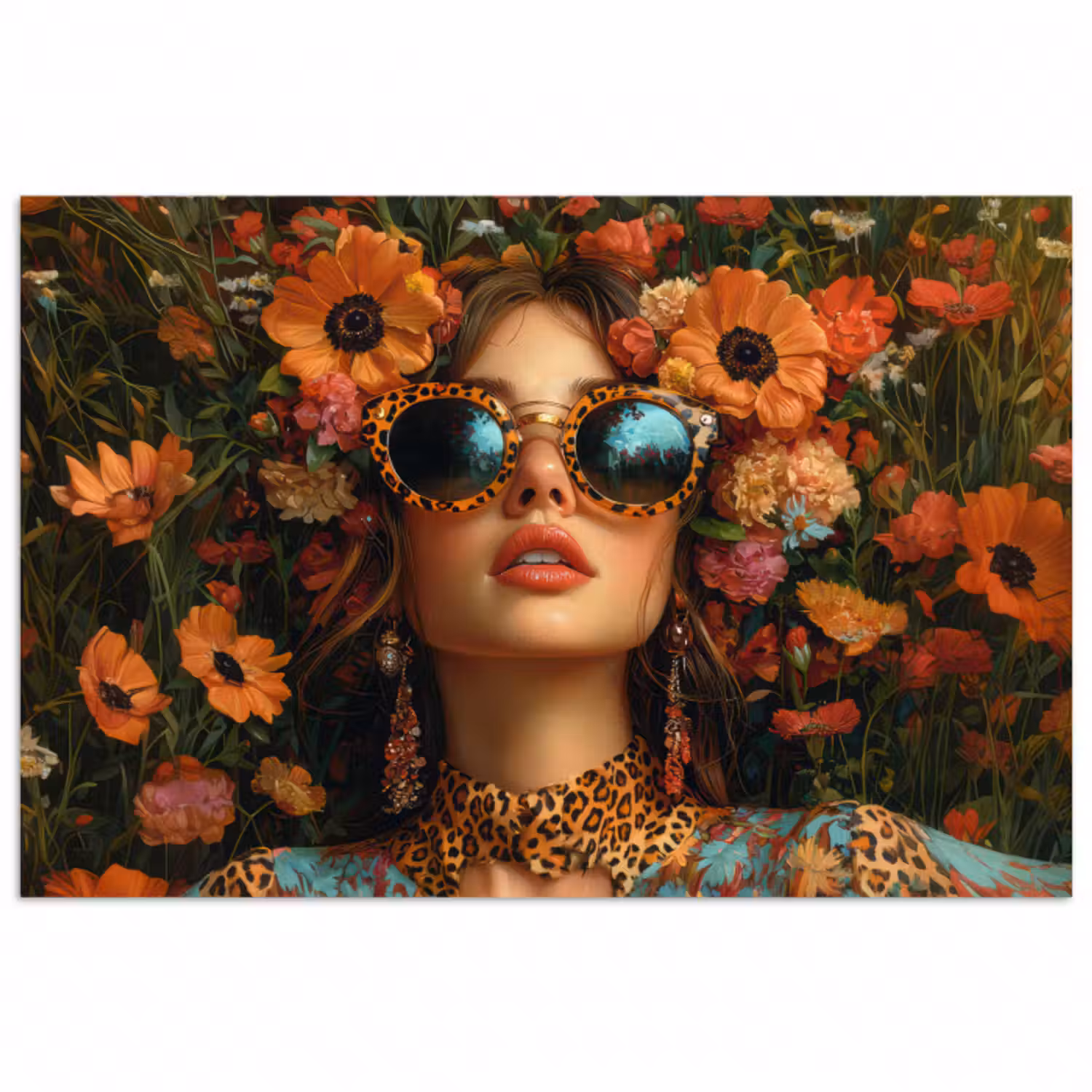 Poster - Frauen - Blumen - Modern - Brille - Abstrakt