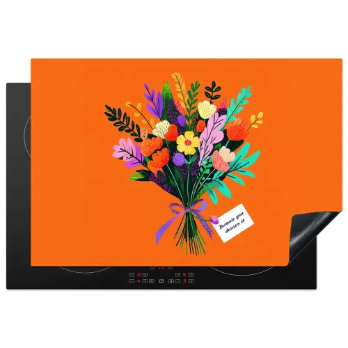 Kaartje - Boeket - Bloemen Inductie beschermer vinyl 3mm klein -3d