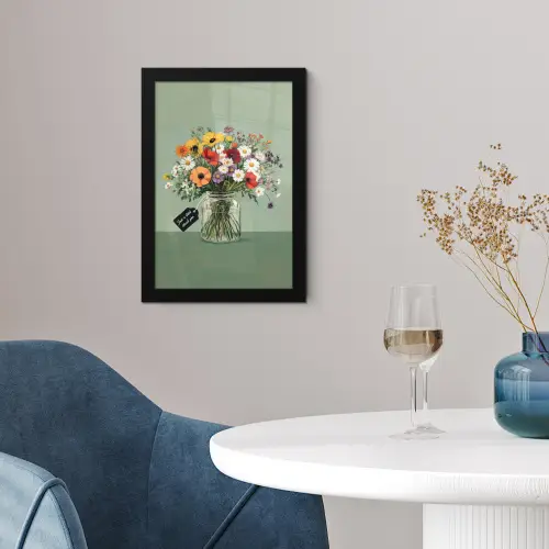 Bloemen - Vaas - Kaartje fotolijst zwart zonder passe partout klein -sfeer4