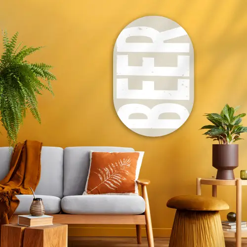 Beer - Japandi - Beige - Decoratie Wandcirkel Ovaal Glas middel -sfeer4