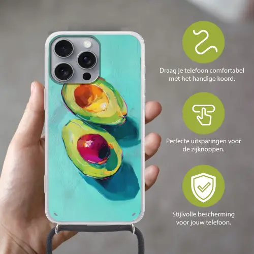 Avocado - Groen - Pit - Schaduw Hoesje iPhone 16 Pro Max met koord klein -sfeer2_NL
