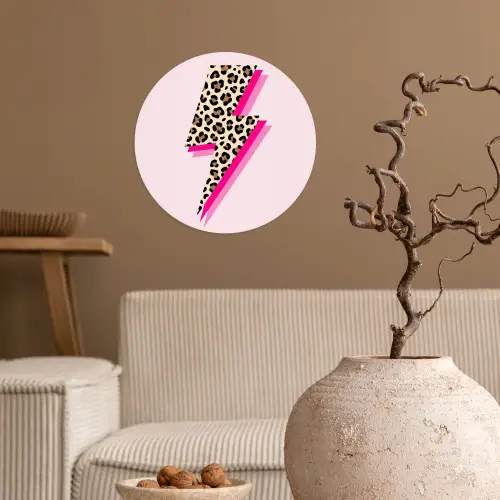 Stippen - Roze - Bliksem Wandcirkel behangsticker klein -sfeer1