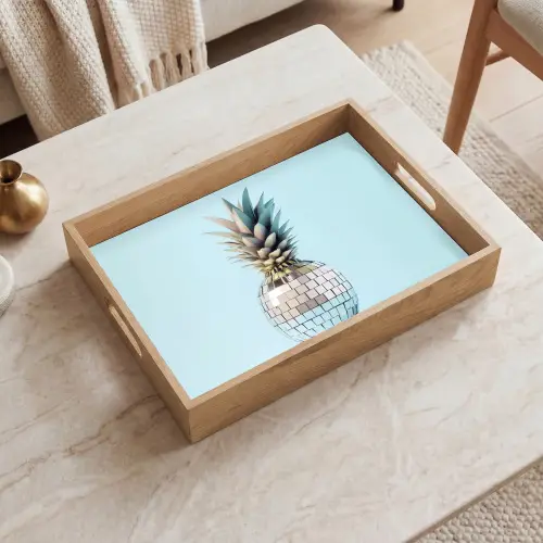 Blauw - Ananas - Disco - Discobal Dienblad Rechthoek middel -sfeer1