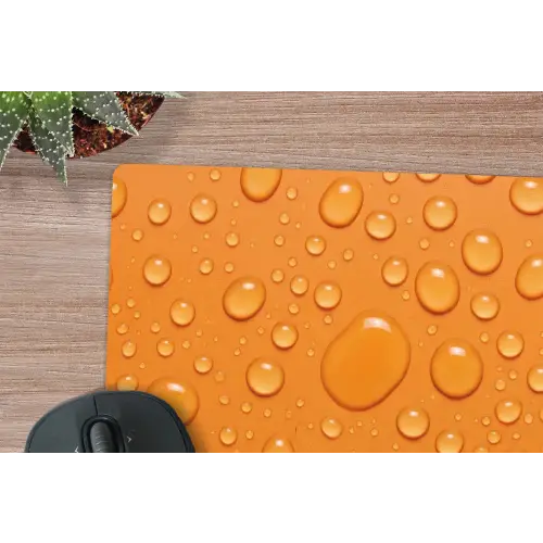 Water - Druppels - Oranje muismat rubber klein -closeup