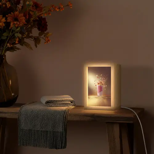 Framboos - Smoothie - Drinken - Roze Light Box met kabel (Tafellamp) klein -sfeer4
